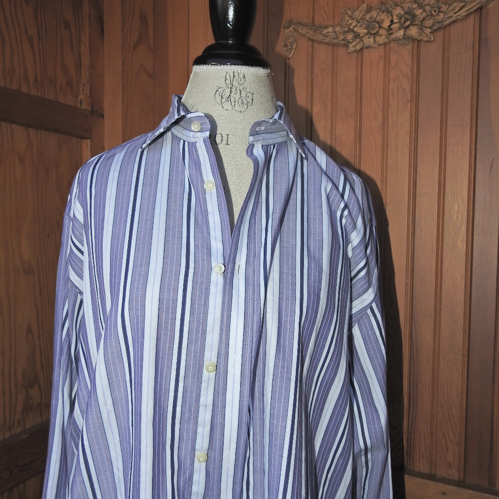 Thomas Dean Men's Purple Striped Shirt XL - Picture 2 of 5